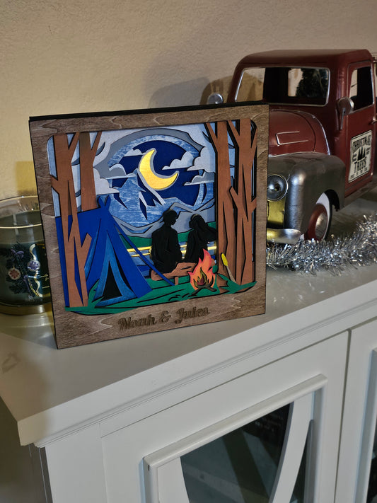 "Campfire Love" Lighted Shadowbox